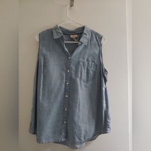 St. John's Bay Sleeveless Blue Button Down Shirt